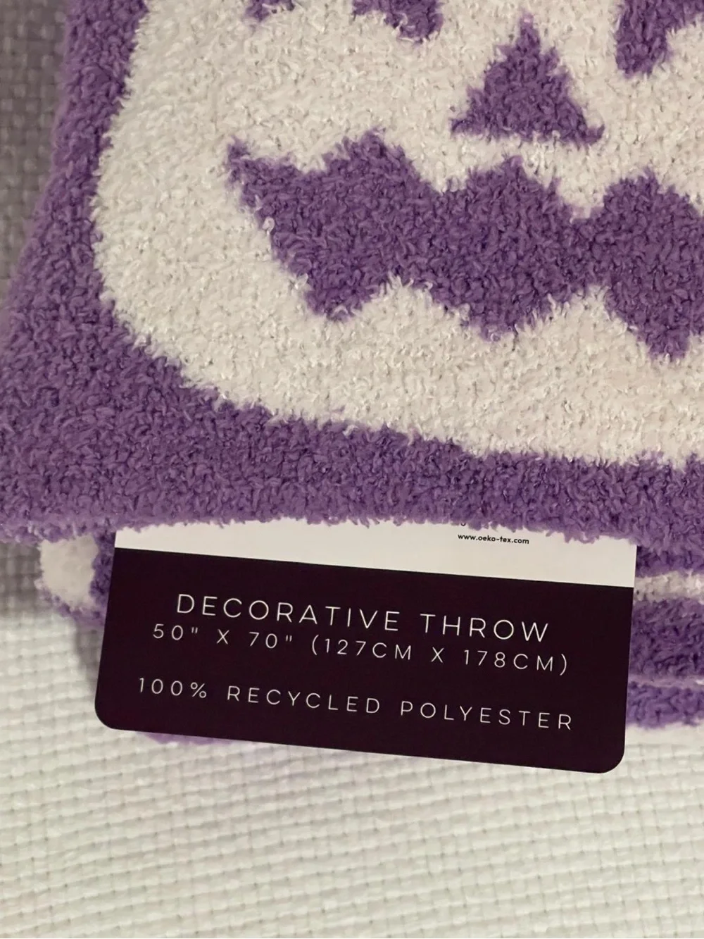 Novogratz Feather Purple Oversized Purple Throw Happy Pumpkin - Halloween Throw